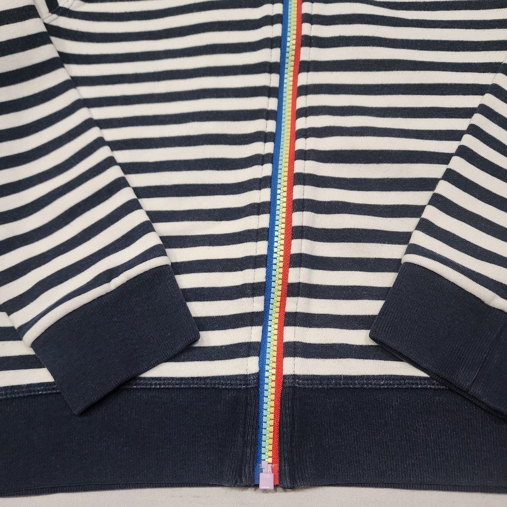Crewcuts striped hoodie navy blue white rainbow zip up sweatshirt 8 - Picture 3 of 8